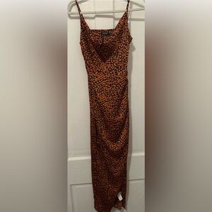 Nasty Gal leopard satin maxi strapped dress